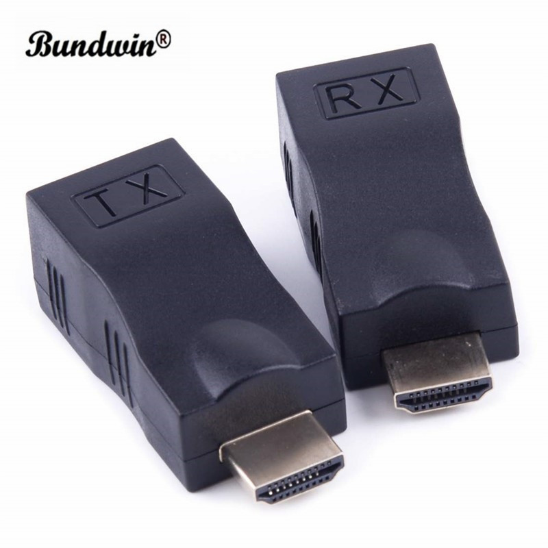 Bundwin 1 Paar Hdmi Extender 4K Hdmi 1.4 30M Extender RJ45 Over Cat 5e/6 Netwerk lan Ethernet Adapter Voor Hdtv Hdpc