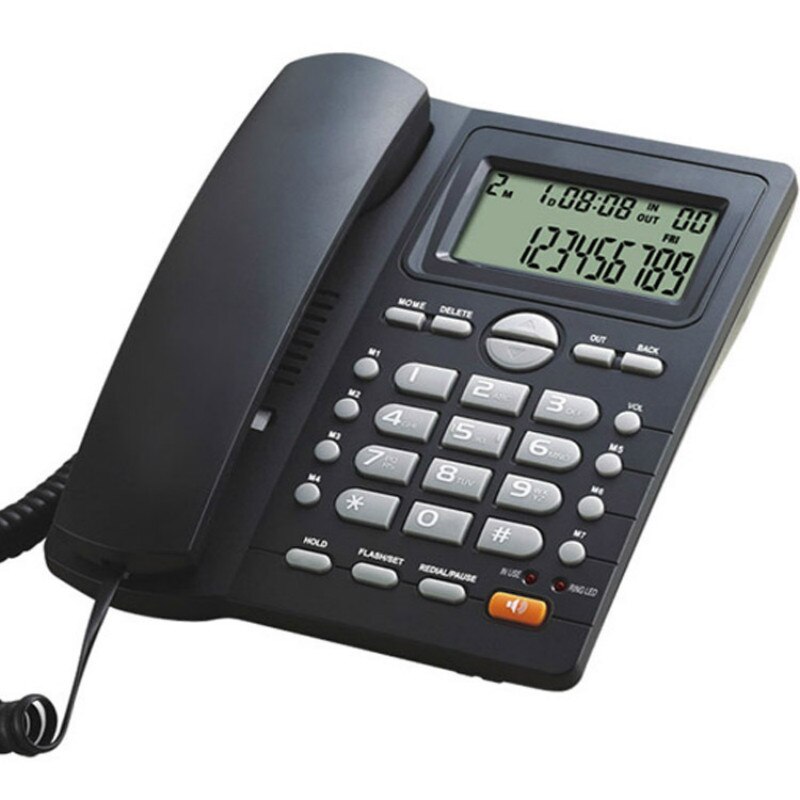Desktop Corded Telephone, Hands-Free Calling, LCD Display, DTMF/FSK Dual System, Wired Landline Phone for Home/Hotel/Office: Black