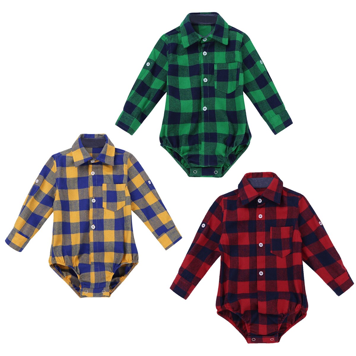 Iiniim Baby Boy Bodysuit Lange Mouw Winter Infantil Bebe Jongens Kleding Plaid Button-up Overhemd Bodysuits voor Eerste Verjaardag party