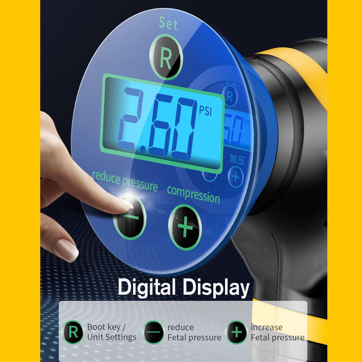 120W Wireless Car Air Compressor Handheld USB Rechargeable Tire 60s Inflator Digital Inflatable Pump Pressure Gauge Car