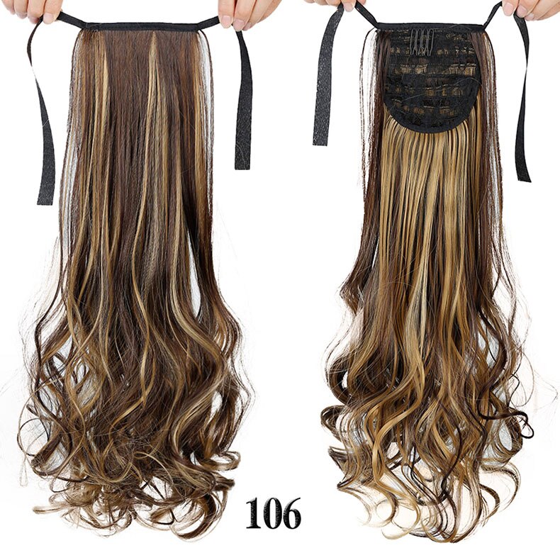 Difei krøllet stil hestehale frisurer frisurer kvinder lange bølgede syntetiske hestehale klips i hair extensions: 106 / 22 inches