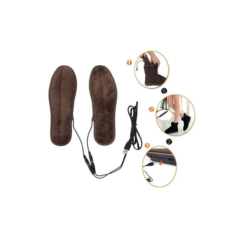 Semelles chauffantes électriques alimentées par marron USB gardent les pieds chauffent le pad avec câble d'USB et l'adapteur de