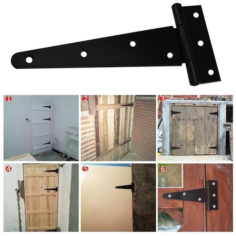 Skurdør have trædør til 4/6/8/10 / 12- tommer t-hængsel sort dør hjem t-trekant galvaniseret hængselleje døråbning  i6 l 7