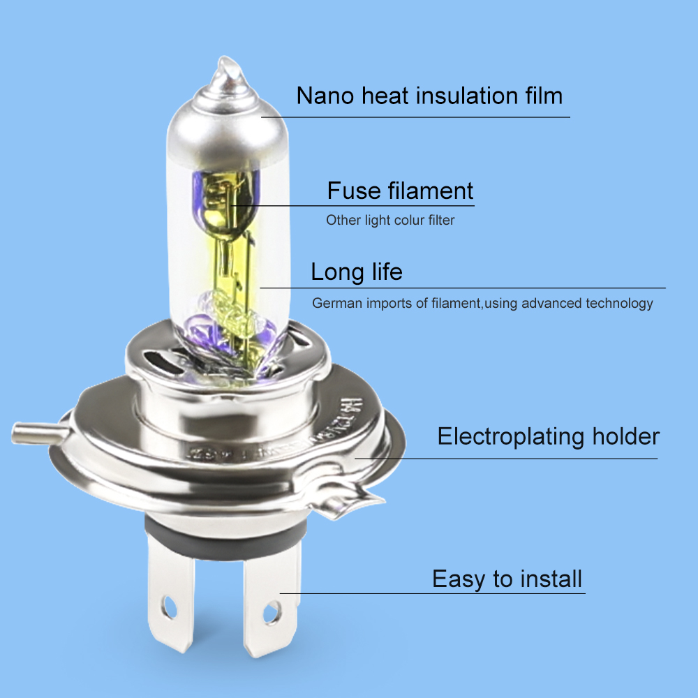Bombilla halógena para faros delanteros de coche, luz antiniebla, color amarillo, 2 piezas, H1, H3, H4, H8, H11, 9006, 12V, 55W