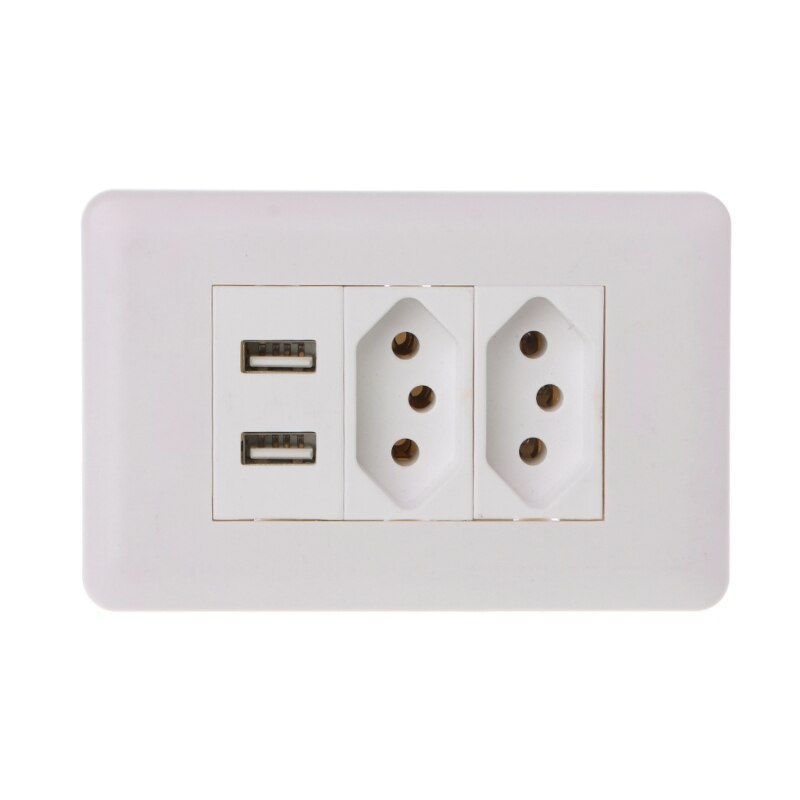 Wall Power Brazil Socket 15A Brasil Standard Double Soquete 5V 2100mA Dual USB Charger Port 115mm*75mm AC 110~250V