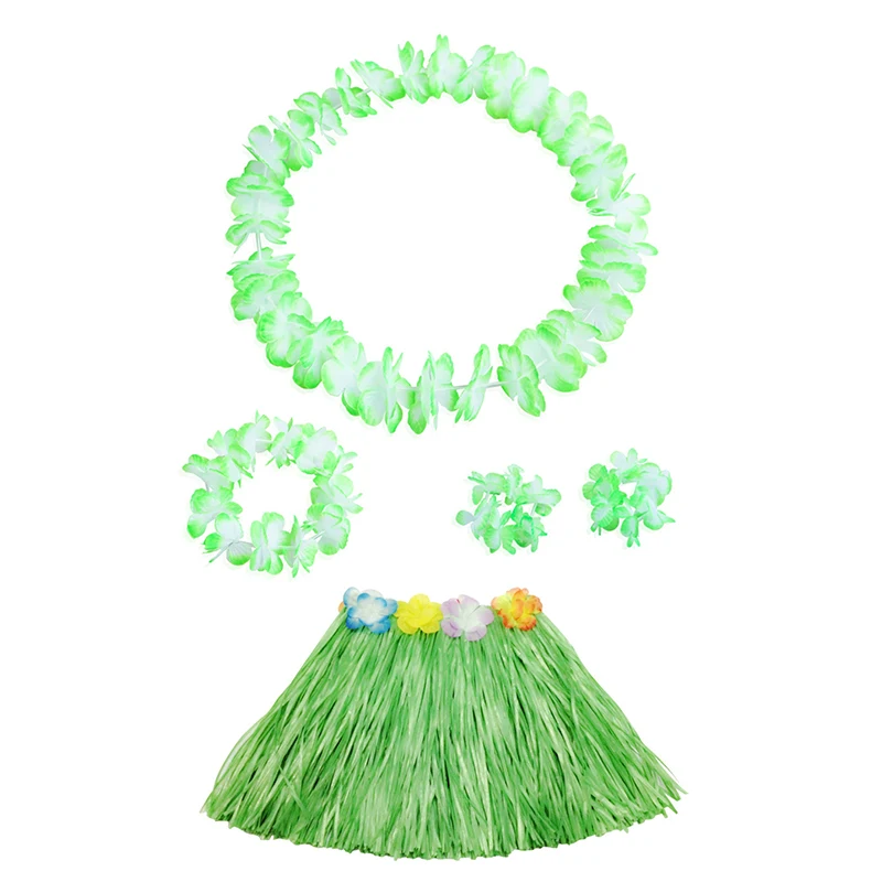 1 Set Kids/Girls Hawaiian Luau Grass Hula Hawaiian-Style Suit Flower Skirt For Parties Balls Festivals And Carnivals-Supplies