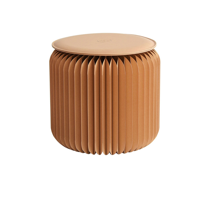 Taburete de papel plegable nórdico para el hogar, silla ultrafina para sala de estar, dormitorio, pasillo, taburete redondo portátil: brown 28cm