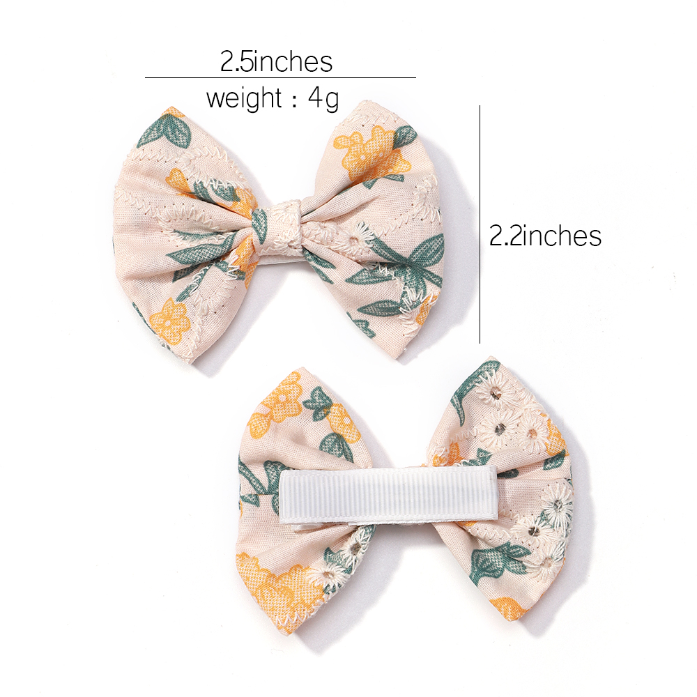 2 unids/set de pinzas para el cabello con lazos bordados, horquillas sólidas para niñas, pasadores de algodón hechos a mano, pasador de pelo de mariposa para niños, sombreros coreanos