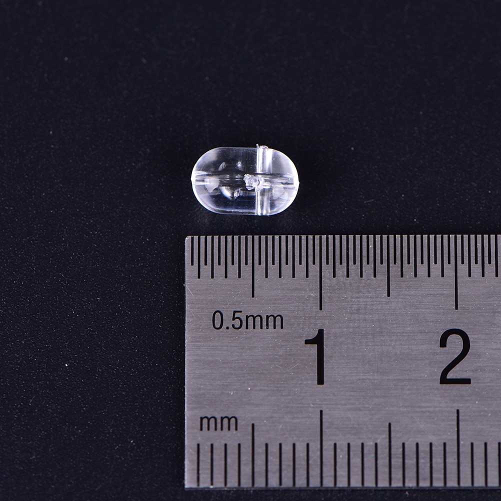 100 stk/parti 5*8mm fiskeplast gennemsigtige klare ovale perler dobbelt perlebor krydsperler