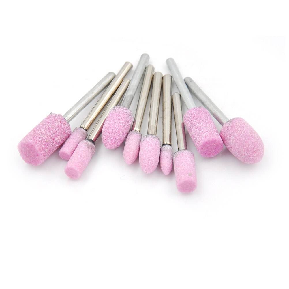 10pcs Grinding Wheel 1/8 Shank For Abrasive Pink Mounted Stone Rotary Tool