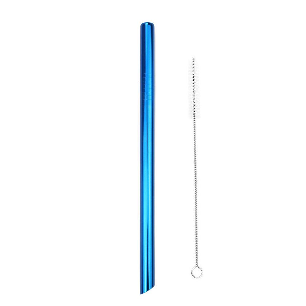 Tubuli Metall Stroh Rosa Edelstahl Stroh Wiederverwendbare Trinkhalme 12mm Smoothies Tapioka Perlen Abgeschrägte Bar Party 1Pc: Blue Pointed