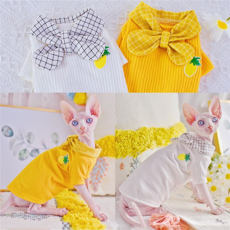 Sphynx Cat Apparel Pineapple Pet Accessories Comfort Spring summer Outfis Clothes for cats Hairless Cat Clothes