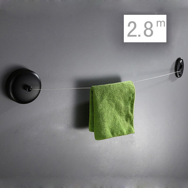Black Retractable clothesline indoor Stainless Steel Round square Clothesline outdoor Clothes Dryer 2.8m clothesline rope: circular