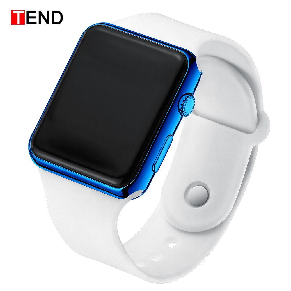 Mode Mannen Sport LED Horloge Digitale Horloge Mannen Horloge Siliconen Elektronische hodinky Saat elektronische digitale klok: White Blue