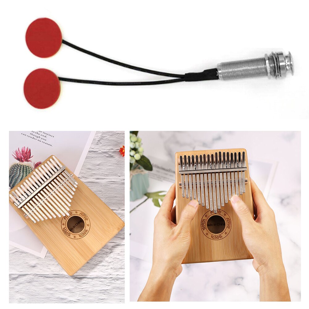 Portable 6.35mm Double Patch Pick-up rouge Kalimba Pick-up pouce Piano Piezo Pick-up Mbira accessoires pouce Piano Pick-up