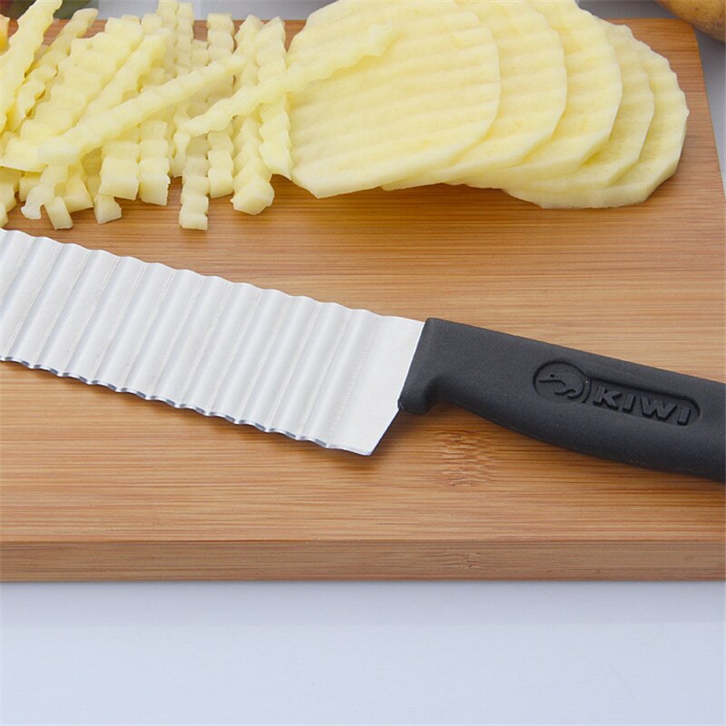 Potato French Fry Cutter Stainless Steel Serrated Blade Slicing vegetable Fruits slicer Wave Knife Chopper Kitchen Accessories