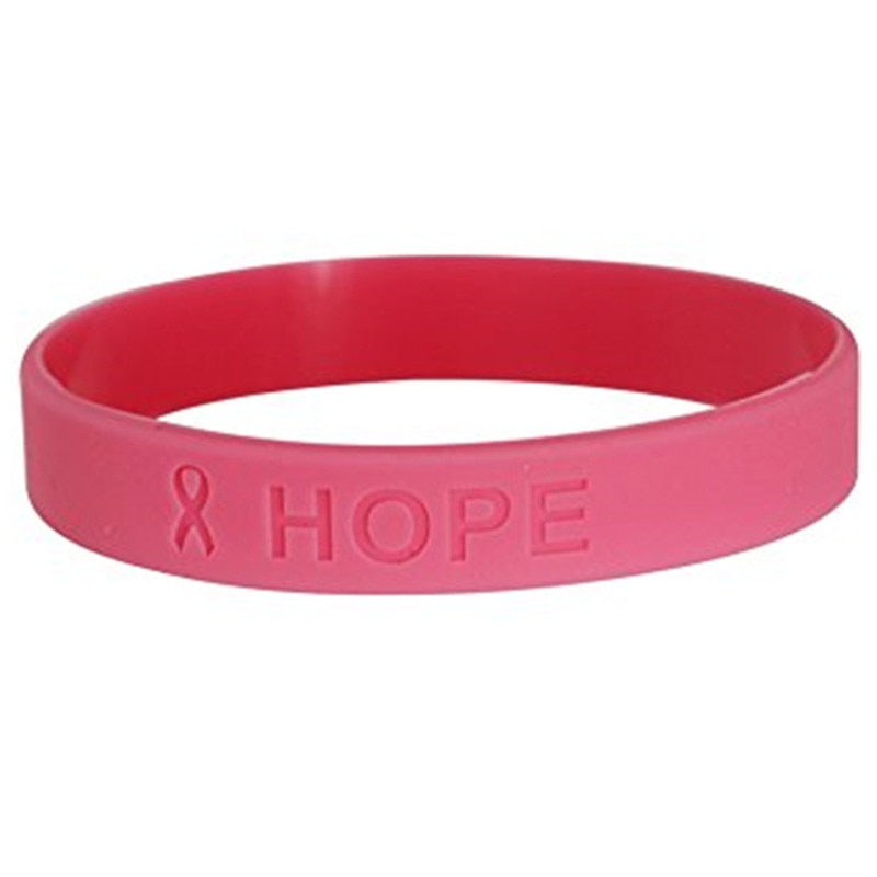 1 pc medische alert roze met geen tekst borstkanker bewustzijn lint sport silicone rubber armband polsband