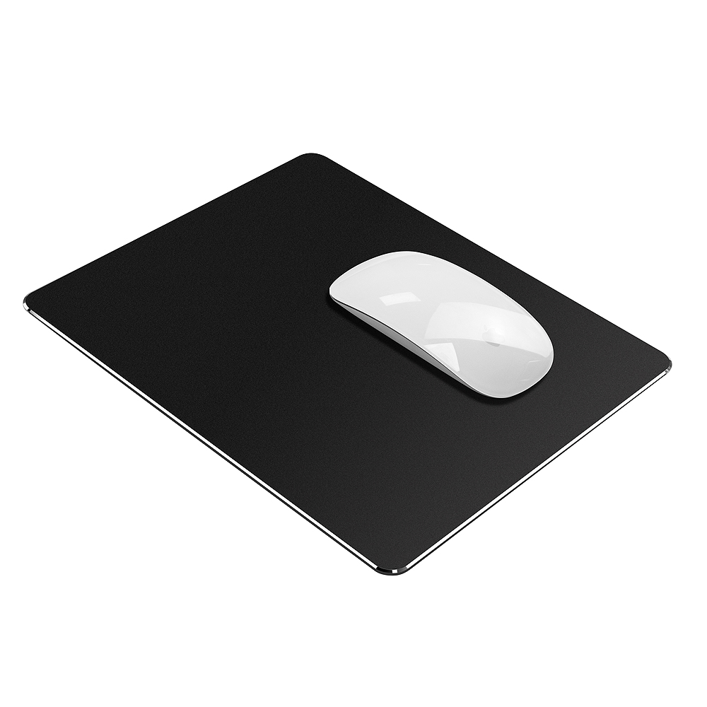 Tapis de souris métallique en aluminium, dur, lisse, magique, fin, étanche, Double face, contrôle rapide et précis, pour le bureau et la maison: Black / 240x200mm