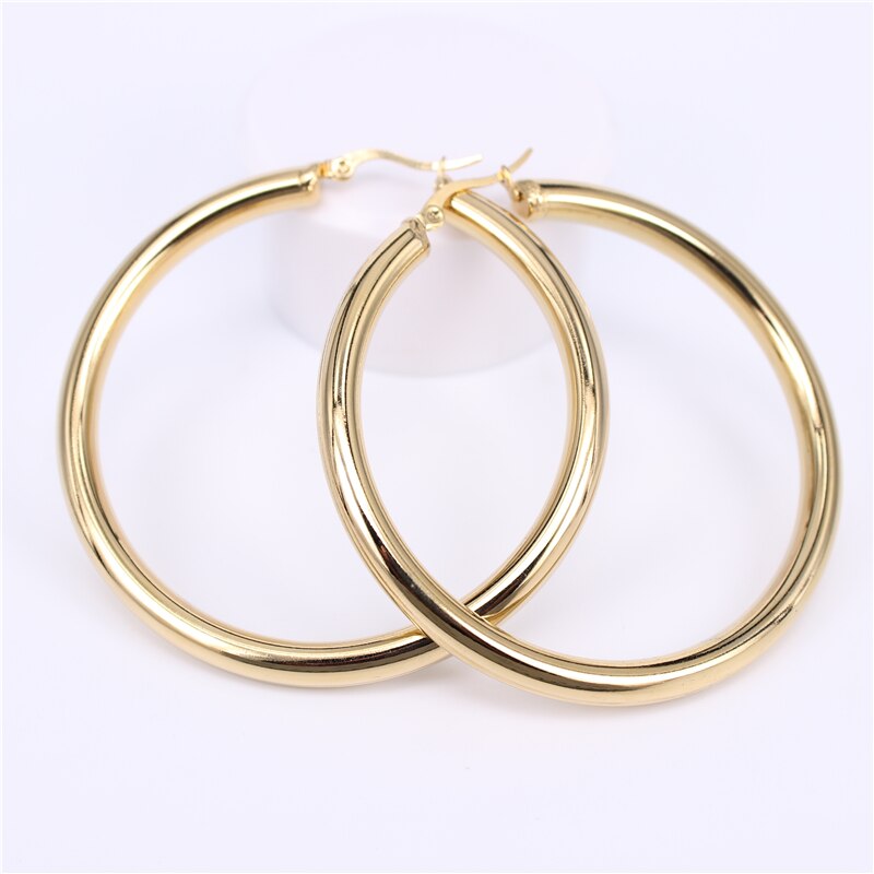 316L stainless steel jewelry earrings Gold color female Hoop earrings for Women LH143: 60MM gold color