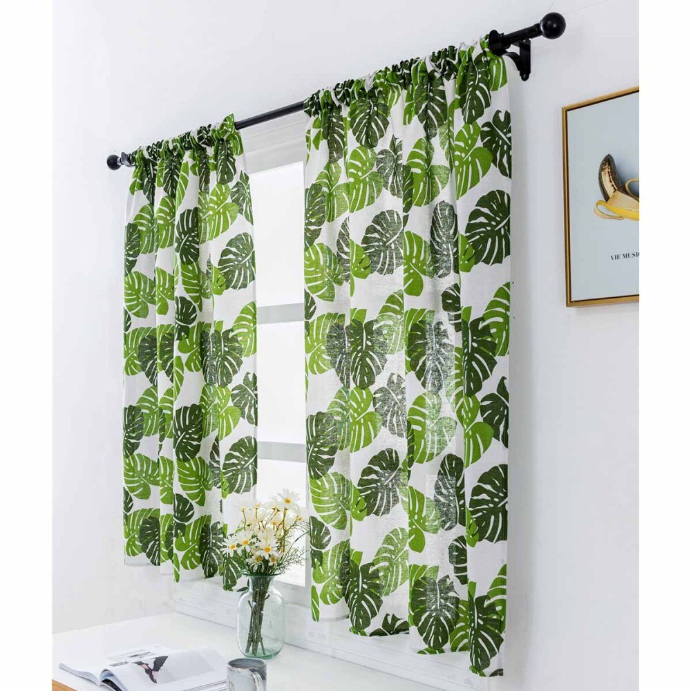 1 Pc Rod Small Window Short Curtain Household Sheer Valance Kitchen Balcony Door Panels Curtain Home Curtain Drape - 100x130cm (