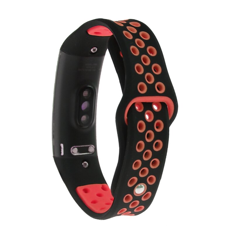 Correa de reloj para Huawei Honor 3, pulsera deportiva de silicona transpirable, repuesto para Honor Band 3, accesorios de pulsera: Black Red