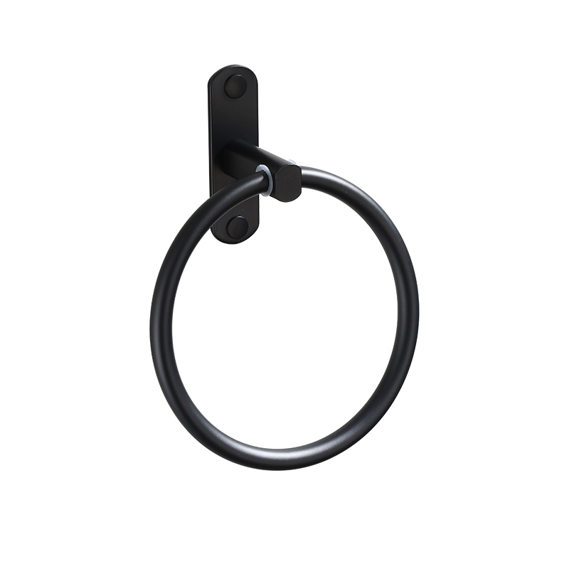 Toallero de aro negro, toallero redondo de pared, accesorios de baño, herrajes