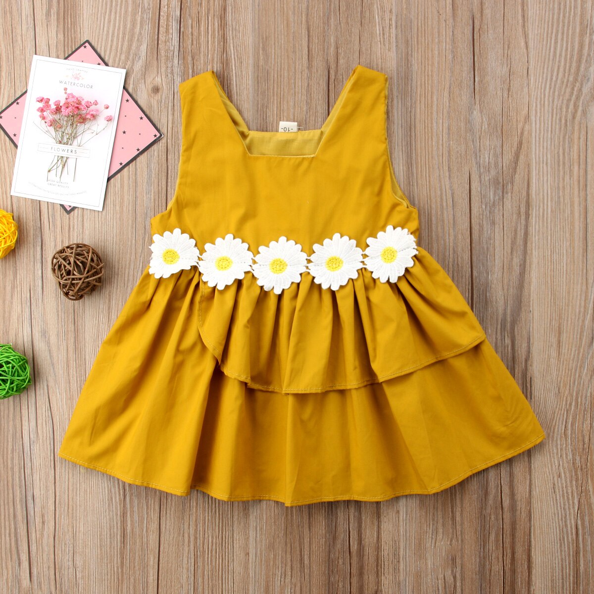 Pudcoco Kids Baby Meisjes Mouwloze Jurk Bloemen Tulle Party Trouwjurk: Geel / 3M