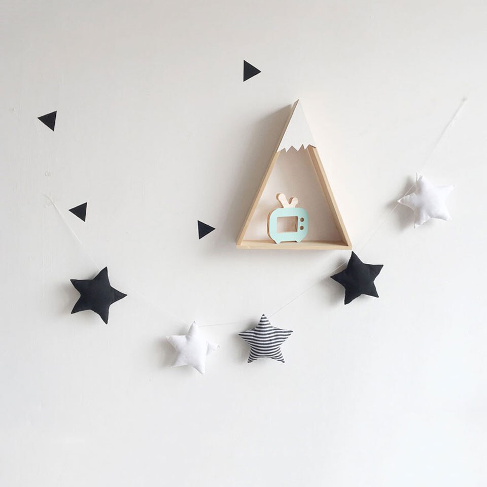 Nordique bébé chambre décoration tenture murale ornements à la main pépinière lune étoile guirlandes fille chambre décor Photo accessoires