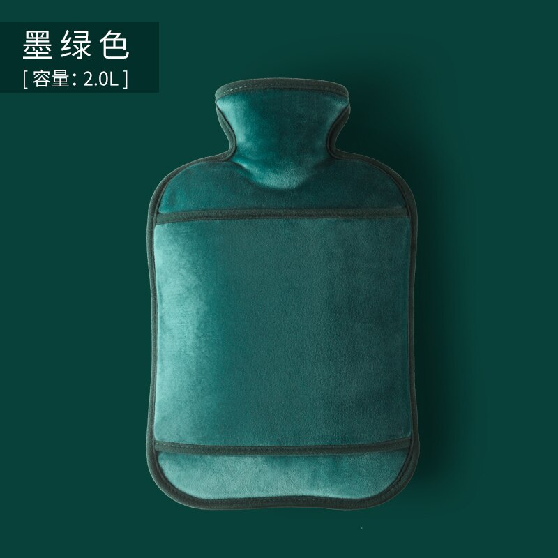 Couverture moelleux Bouillotte chauffe-eau dessin animé 2 litres mignon bouteille d'eau filles Kawaii Bouillotte Peluche mains chauffe EA6RSD: Dark green 2L
