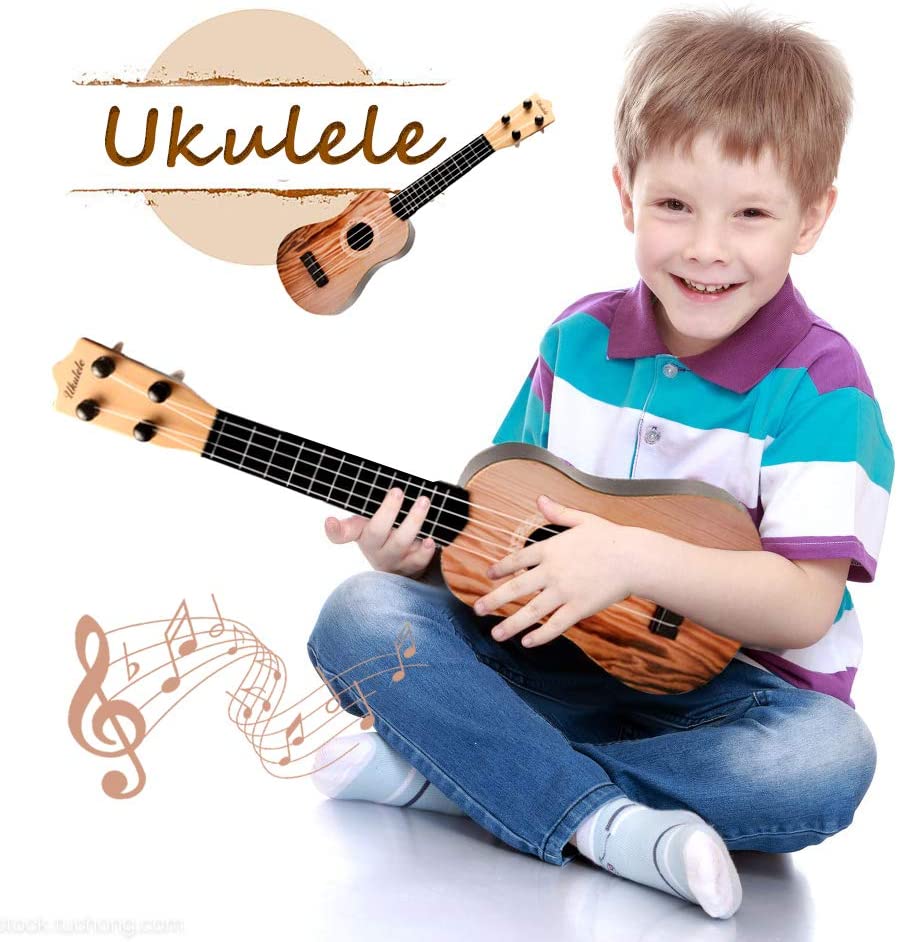 Mini ukulele leksaksgitarr för småbarn, musikaliska ukuleler med plockningar och noter för barn, nybörjare musikinstrument för barn