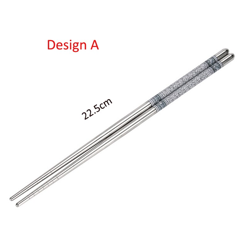 Reusable Chopsticks Silver / Gold / Rose Gold / Rainbow Chopstick Durable Sushi Noodle Stainless Steel Chop Sticks: Design A