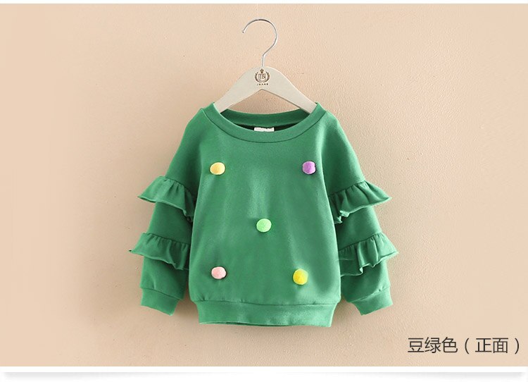 Herfst lente 2 3 5 6 7 8 9 10 jaar kinderen flare trompet mouw bal decoratie hoodies jas kinderen baby meisje sweatshirts: Groente / 10