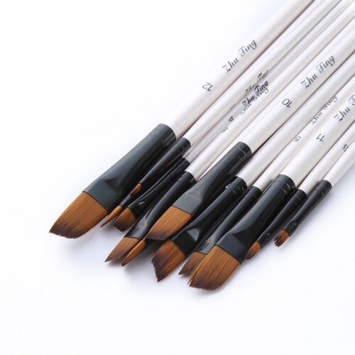 12Pcs Tip/Platte Penselen Penselen Set Kunstenaar Penselen Set Acryl Olie Aquarel Craft Art kit