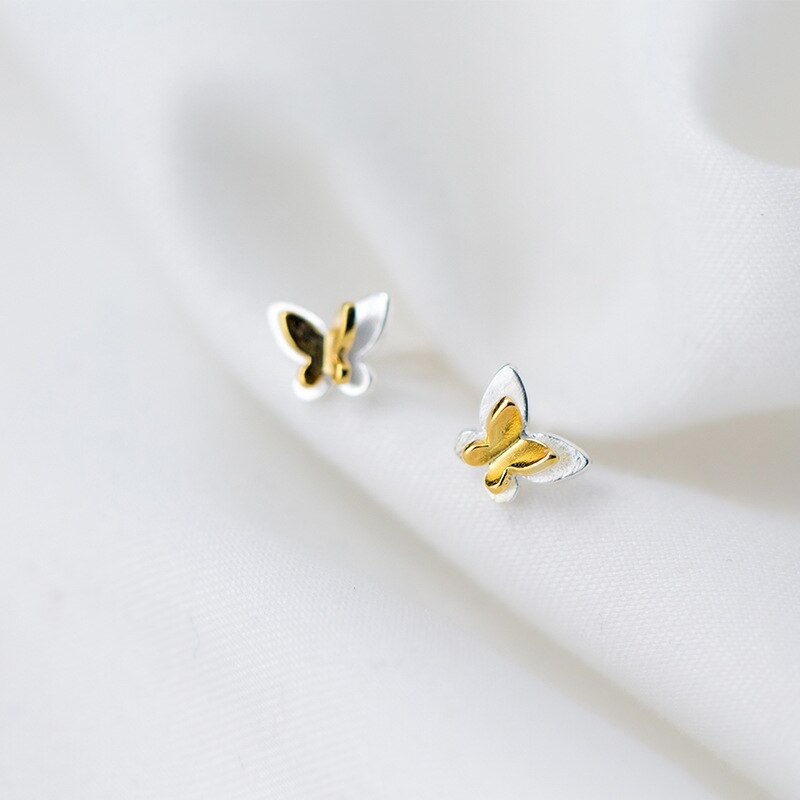 La Monada Insect Gouden Vlinder Oorbellen Studs 925 Sterling Zilveren Fijne In Sieraden Stud Oorbellen Voor Vrouwen Zilver 925 Koreaanse: Default Title