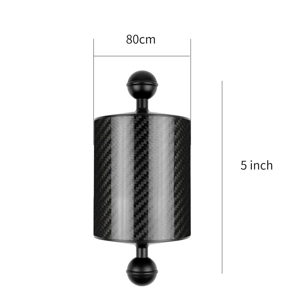 Carbon Fiber Float Buoyancy Diving Housing Aquatic Arm Extended Bracket Dual Ball Floating Arm Mount Camera Underwater Tray Kit: D80mm 5inch