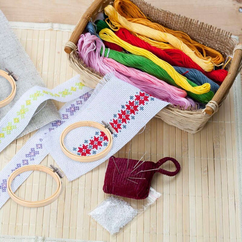 --20 Pieces 3 Inch Bamboo Embroidery Hoops Round Wooden Circle Cross Stitch Hoop Round Ring For Art Craft Handy Sewing