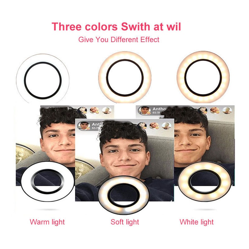 Móvel ptz com suporte 7.9 "16cm led estúdio selfie anel luz aros câmera de vídeo foto telefone lâmpada luz anel tripé telefone maquiagem