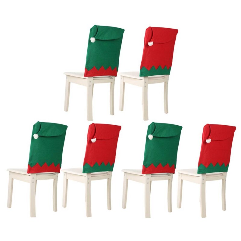 Lot De 6 Housses De Chaise De Noël - Motifs Père Noël Et Bonhomme De Neige, Tissu Non Tissé, 64,5 X 48 Cm