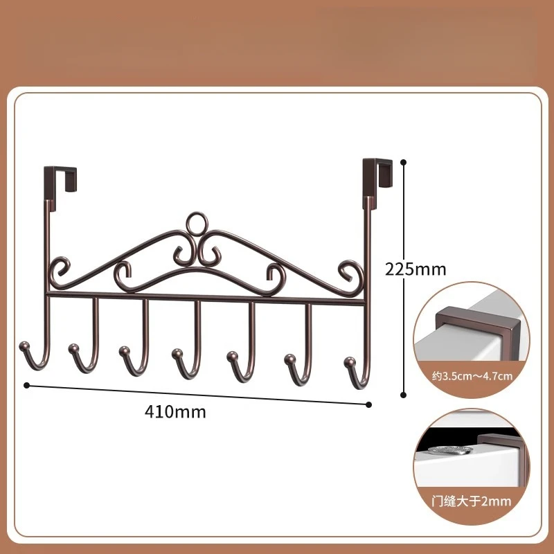 1 STÜCK Über Tür Metall Aufhänger Halterung 7 Haken Handtuch Hütte Mantel Haken Eisen Haken Hängende Lagerung Gestell Overdoor Organizer Zubehör: Bronze-