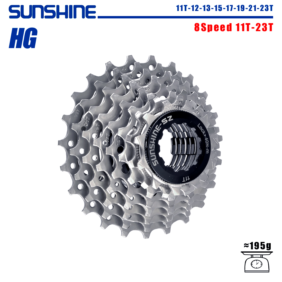SUNSHINE Road Bike Cassette 8/9/10/11/12 Speed 23/25/28/32/34/36T k7 Cassette 8V 9V 10V 11V 12V for SHIMANO HG: WHITE