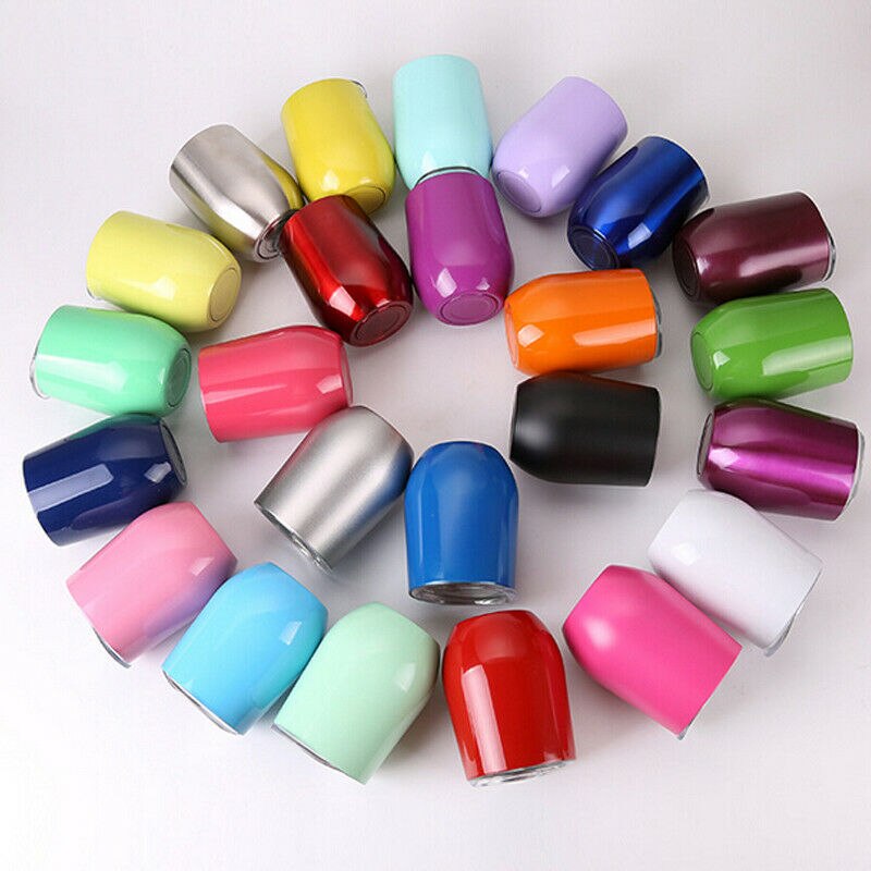 Egg type vinkopp tumbler rustfritt stål metall beger krus med lokk