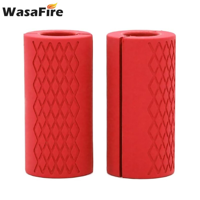 1 paio manopole con manubri bilanciere maniglie a barra spessa Kettlebell Grasso presa supporto per sollevamento pesi silicone antiscivolo proteggi pad: Rosso