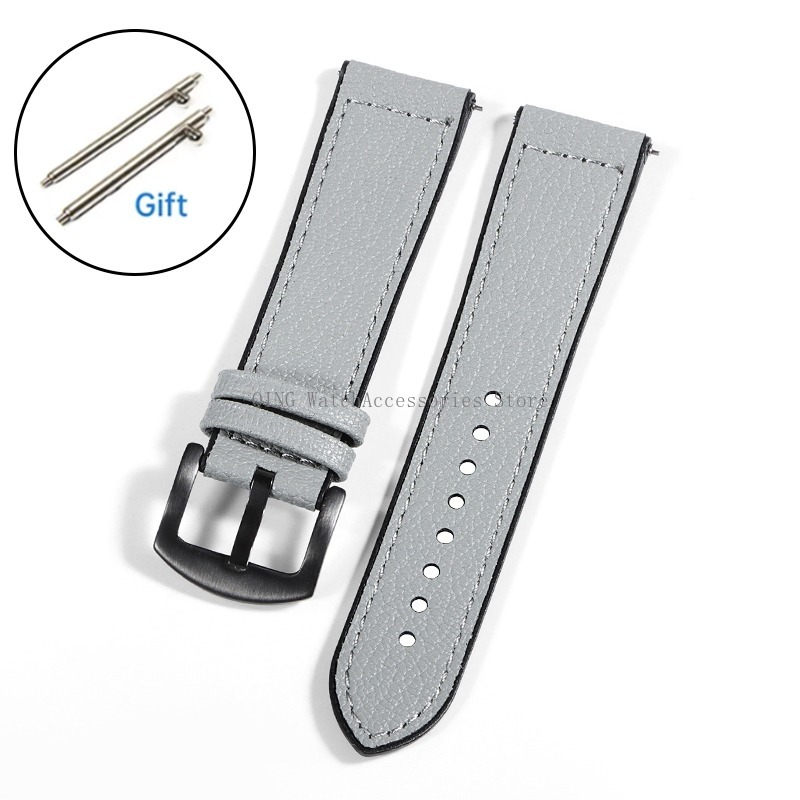 Bracelet Smartwatch universel pour homme et femme, silicone souple, bracelet de montre en cuir, bracelet de remplacement sport, bracelet à dégagement rapide, 20mm, 22mm: White black / 22mm