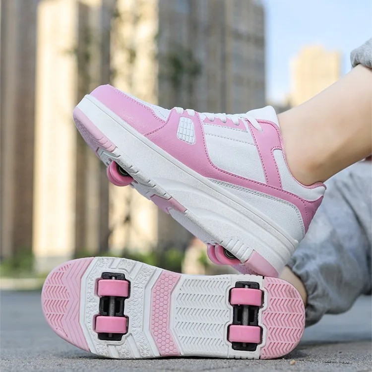 Amog Neue Rollschuhschuhe für Jungen und Mädchen, vier Räder, glatte Reitschuhe mit Rollen, Herren, Damen, Kinder, Eislaufschuhe