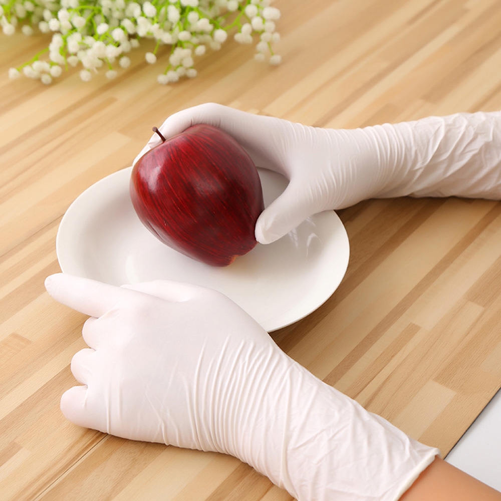 100 st blå engångsgummihandskar hushållsstädning catering mat långärmad 12 tums nitrilhandskar tjocka och slitstarka handskar
