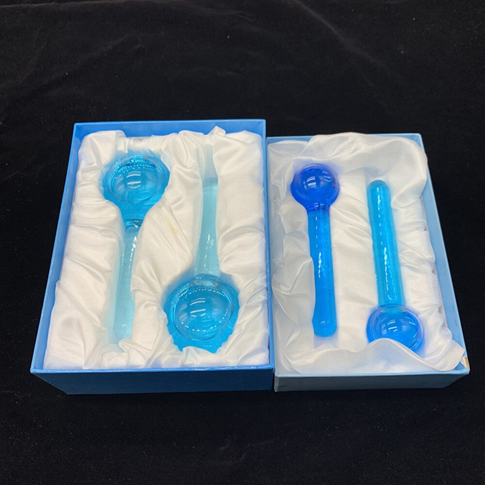2Pcs Facial Globes Beauty Ice Energy Crystal Facial Cooling Ice Globes (Blue)