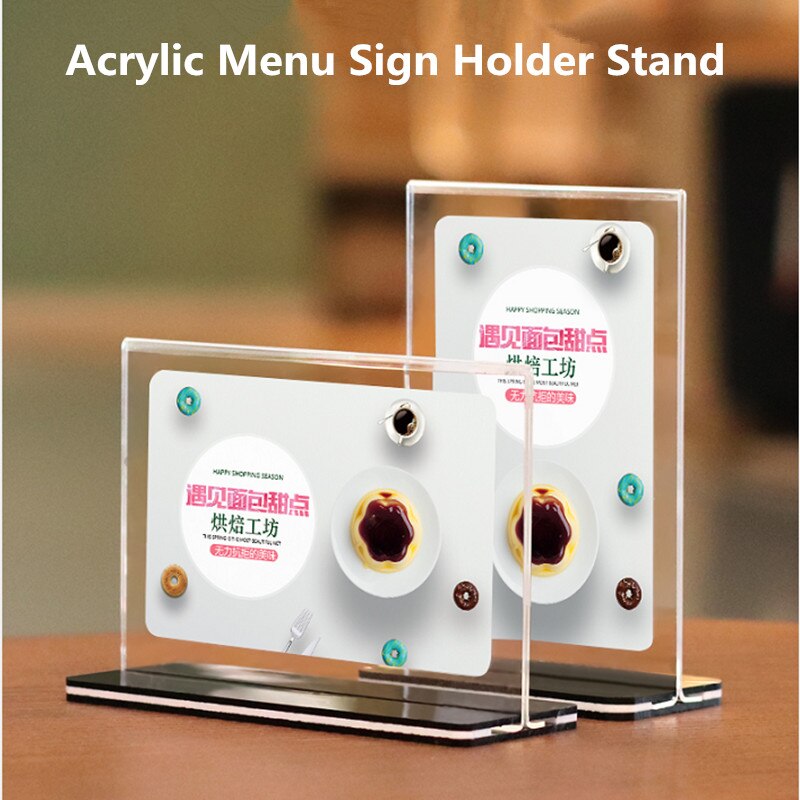 A6 Clear Plastic Acrylic Table Menu Stand, Card Display, Upright Ad Photo Frame Acrylic Sign Holder