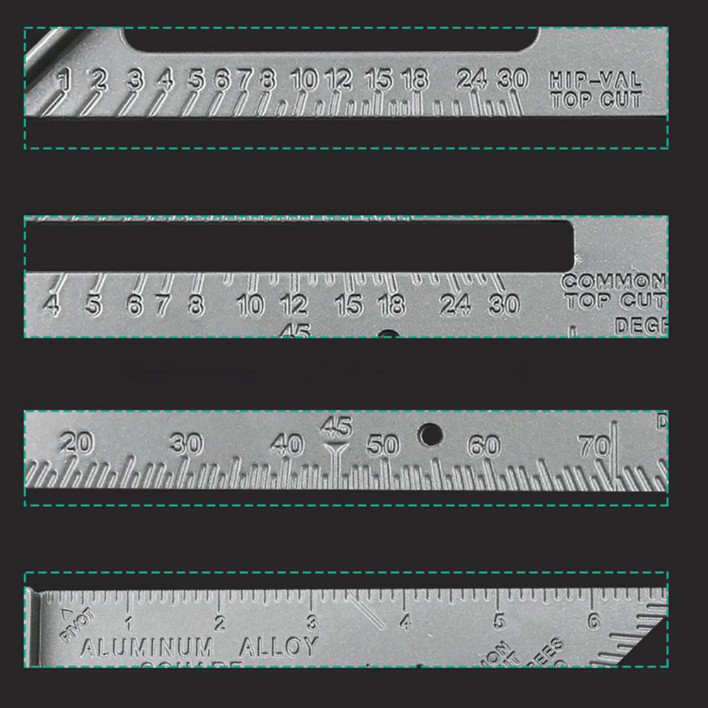Regla triangular de 90 grados para carpintero, herramienta de medición de escuadra, aleación de aluminio