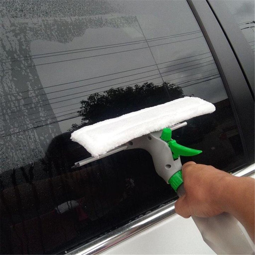 3 in 1 Window Cleaner Spray Bottle Wiper Squeegee Microfibre Cloth Pad Kit