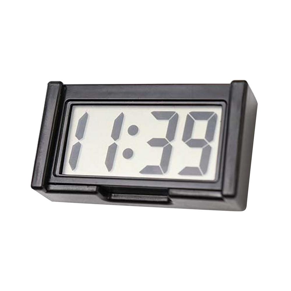 Mini horloge numérique décorative pour voiture, grand écran, Mini horloge de tableau de bord, ornement auto-adhésif, accessoires électroniques de voiture: Black